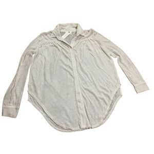Anthropologie t.la sheer ivory long sleeve collar blouse size small NWT